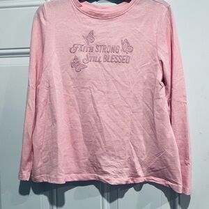 Pink 'Faith Strong Still Blessed' Long Sleeve Tee